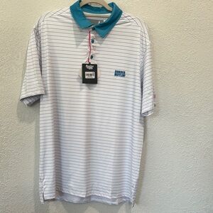 Men's White and Blue Striped Shirt